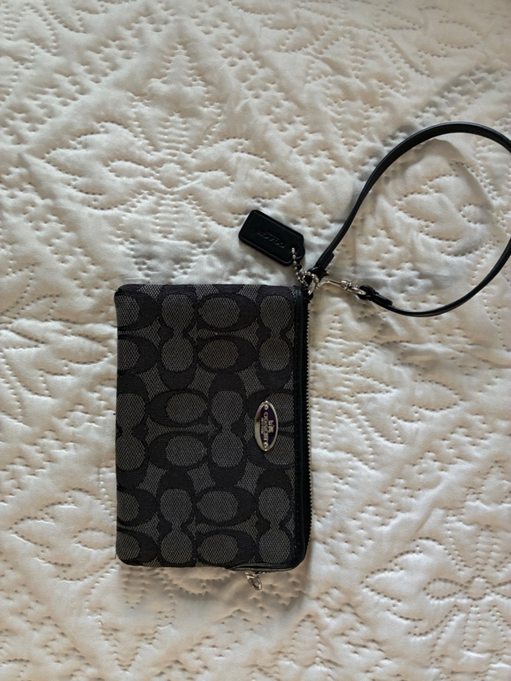 Coach Black and Gray Signature Wristlet